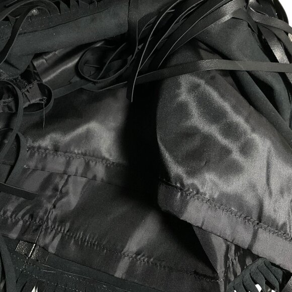 The Perfext Leather Mimi Skirt Black Fringe Knee Length Back Zip Size XS - Picture 6 of 9